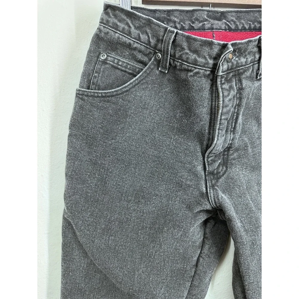 Lands' End Mens Fleece Lined Jeans 28x30 Thermal Black Denim Straight Leg